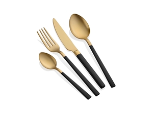 The Mia Matte Gold & Black Cutlery, Set of 24