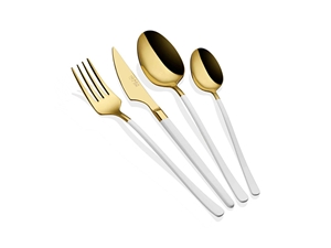 Vina Series Gold & White Cutlery, Set of 24