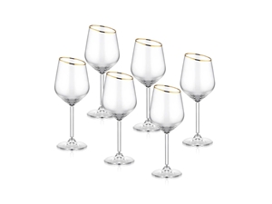 Gina Series Slanted Wine Glasses, Set of 6 - Gold
