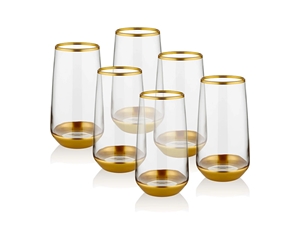 Glam Series Highball Glasses, Set of 6 - Gold