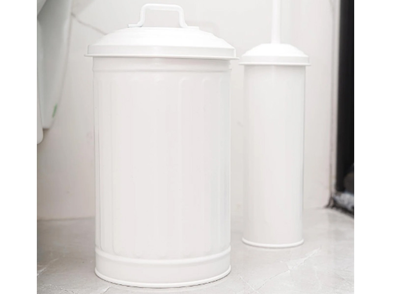 White Waste Bin & Toilet Brush Set