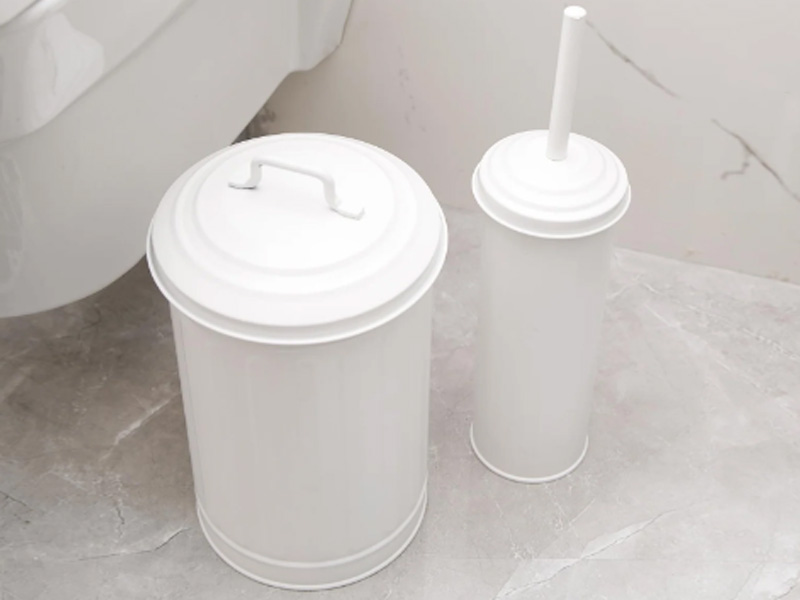 White Waste Bin & Toilet Brush Set