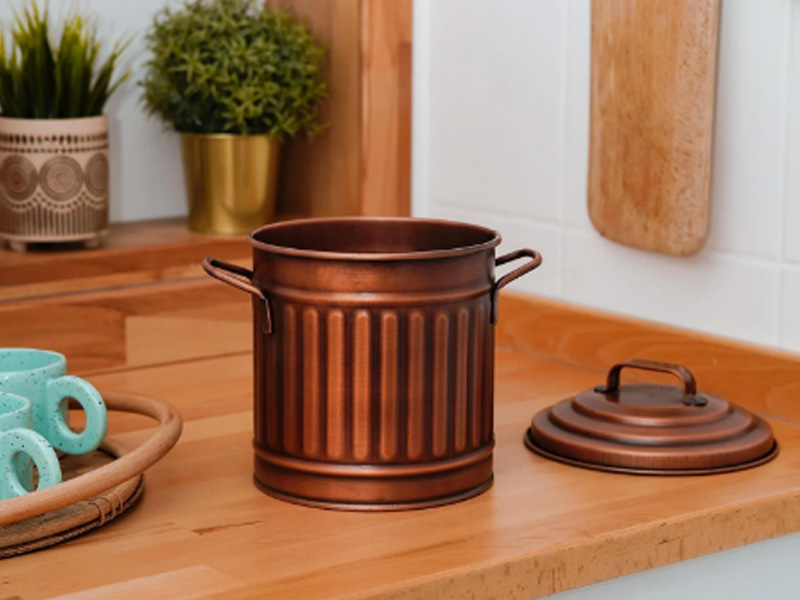 Copper Countertop Waste Basket, 4L