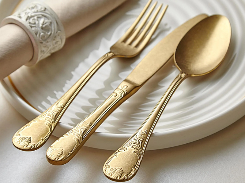 Mensa Series Antique Gold Cutlery, Set of 42