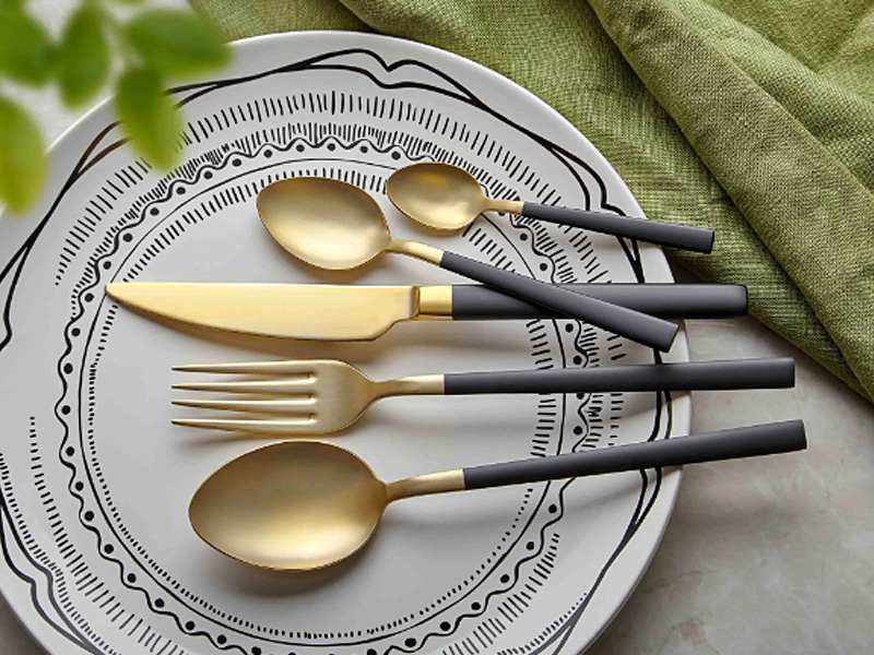 The Mia Matte Gold & Black Cutlery, Set of 24