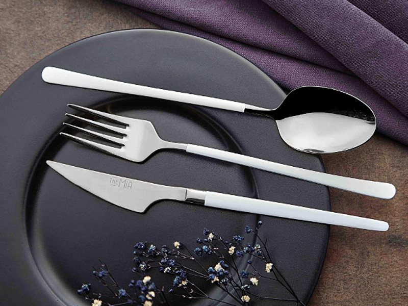 Vina Series Silver & White Cutlery, Set of 24