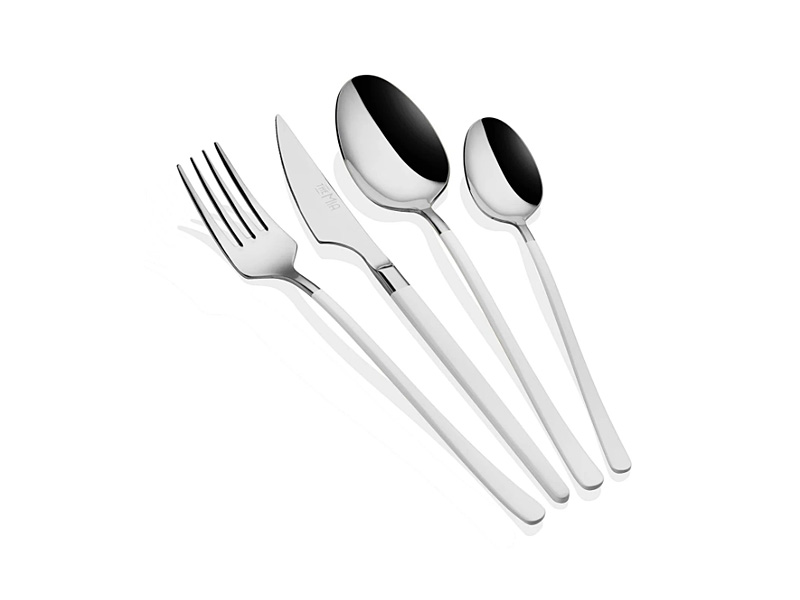 Vina Series Silver & White Cutlery, Set of 24