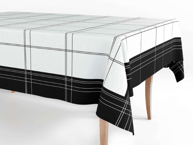 Black and White Tartan Tablecloth - 150 cm x 150 cm
