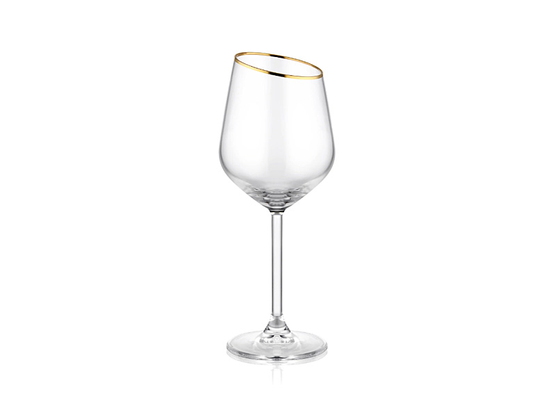 Gina Series Slanted Wine Glasses, Set of 6 - Gold