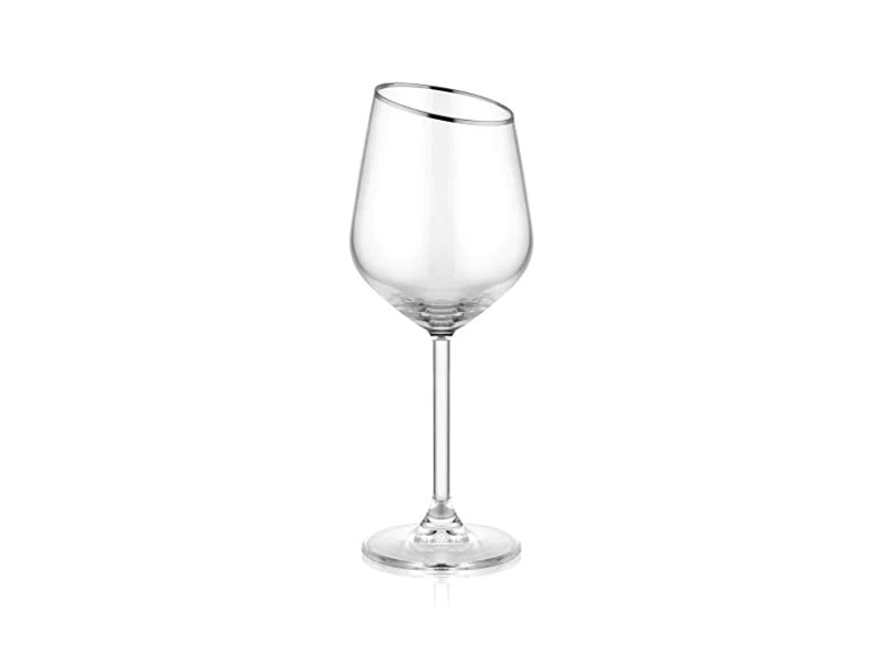 Gina Series Slanted Wine Glasses, Set of 6 - Silver