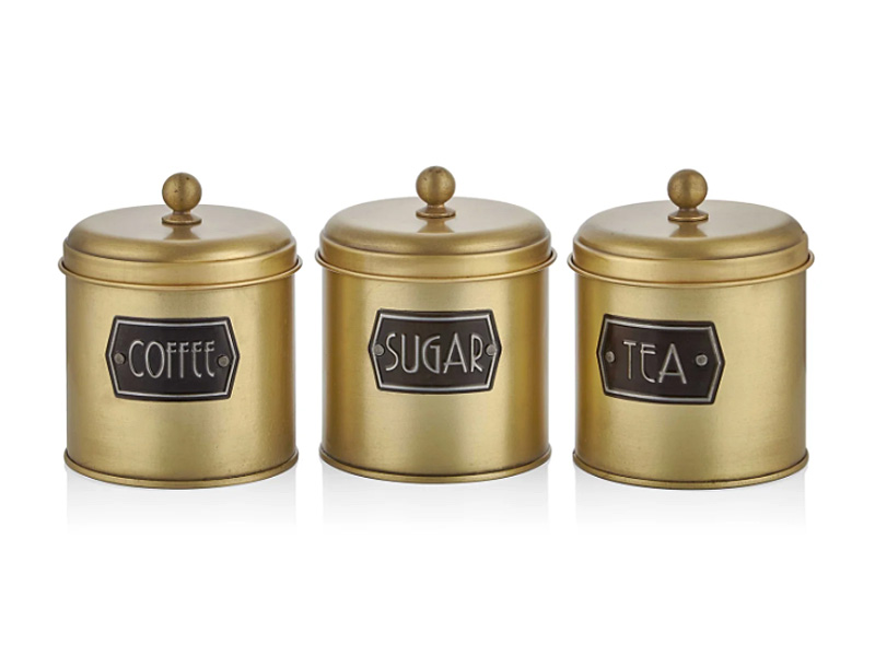 Gold Coffee, Tea, And Sugar Jar Set - 17 cm (H)