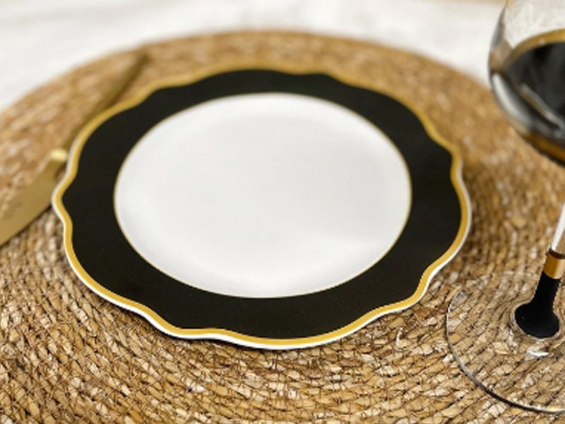 Jaswely Series Porcelain Dinner Plates, Set of 6 - Black