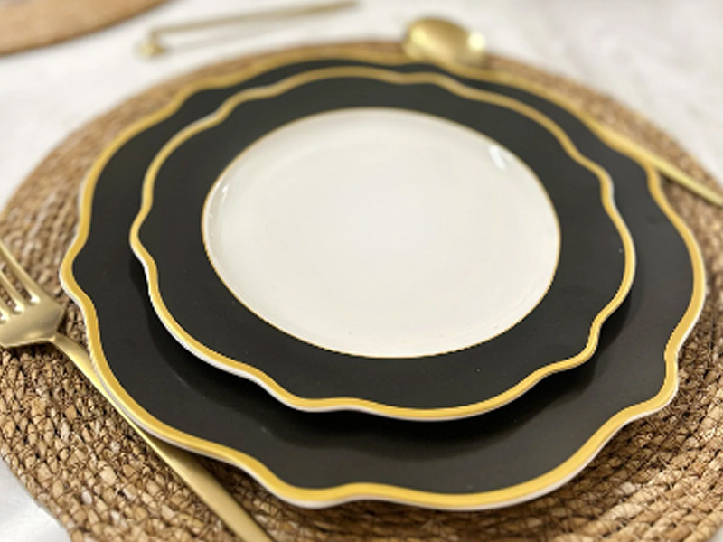 Jaswely Series Porcelain Dinner Plates, Set of 6 - Black