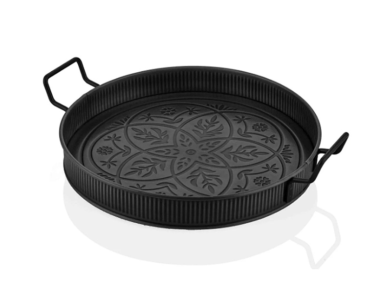Black Round Serving Tray (47 x 37 cm)