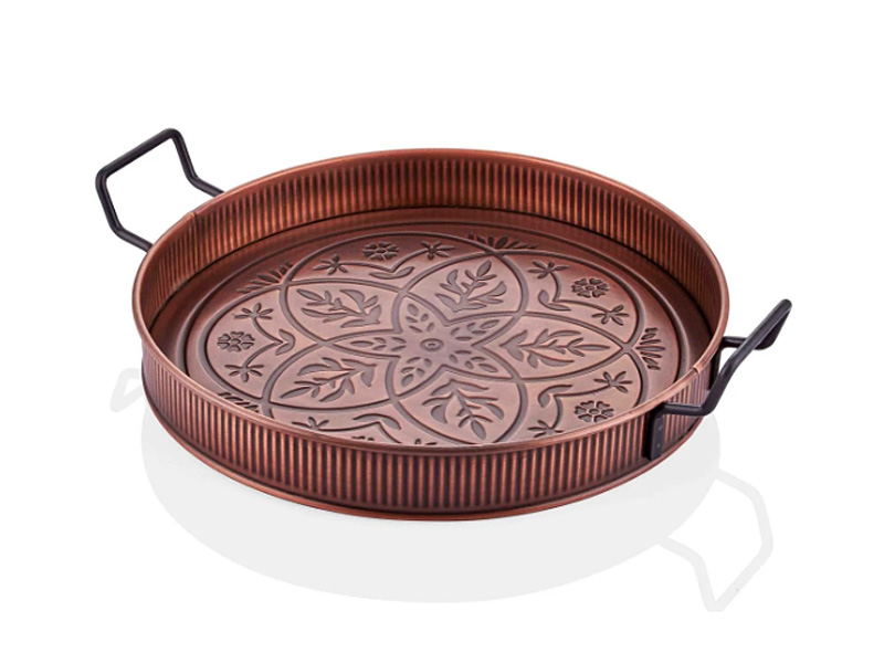 Copper Round Serving Tray (47 x 37 cm)