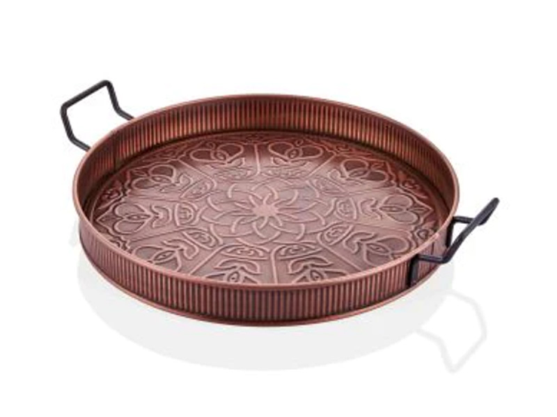 Copper Round Serving Tray (52 x 42 cm)